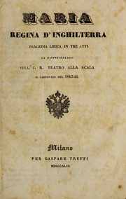 Front cover of Maria, regina d'Inghilterra by Giovanni Pacini