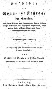 Front cover of Geschichte der Sonn- und Festtage der Christen by Gottfried Benjamin Eisenschmid