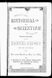 Front cover of Manitoba Historical and Scientific Society, Winnipeg by Manitoba Historical and Scientific Society.
