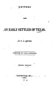 Front cover of Letters from an early settler of Texas by William B. Dewees