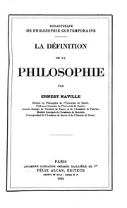Front cover of La définition de la philosophie by Ernest Naville