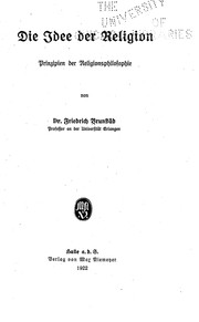 Cover of Die Idee der Religion by Friedrich Brunstäd