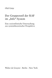 Front cover of Der Gruppenstil der RAF im "Info"-System by Olaf Gätje