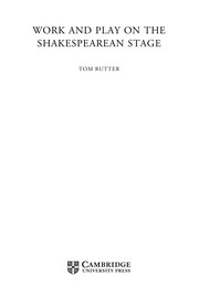 Front cover of Work and play on the Shakespearean stage by Tom Rutter