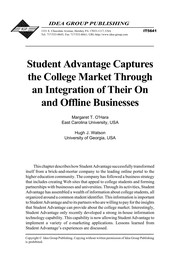 Front cover of Student Advantage captures the college market through an integration of their on and offline businesses by Margaret T. O'Hara
