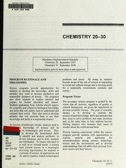 Front cover of Chemistry 20-30 by Alberta. Alberta Education
