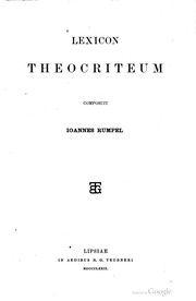 Cover of Lexicon theocritcum composuit Ioannes Rumpel by Johannes Rumpel