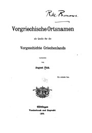 Front cover of Vorgriechische Ortsnamen als Quelle für die Vorgeschichte Griechenlands by August Fick