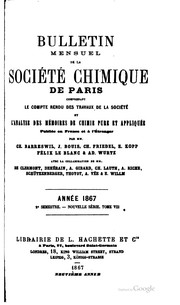 Front cover of Bulletin de la Société chimique de Paris by Société chimique de Paris