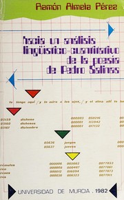 Front cover of Hacia un análisis lingüístico-cuantitativo de la poesía de Pedro Salinas by Ramón Almela Pérez
