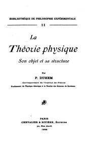 Cover of La théorie physique by Pierre Maurice Marie Duhem