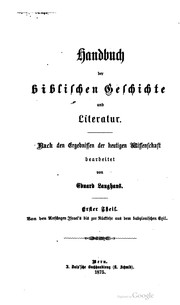 Front cover of Handbuch der biblischen Geschichte und Literatur by Eduard Langhans