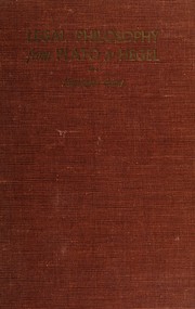 Cover of Legal philosophy from Plato to Hegel by Cairns, Huntington