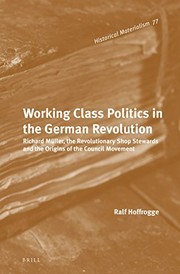 Front cover of Working-Class Politics in the German Revolution by Ralf Hoffrogge