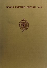 Front cover of List of books printed before 1601 in the Library of the Hispanic Society of America by Hispanic Society of America. Library.