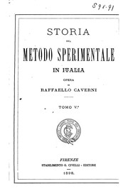 Cover of Storia del metodo sperimentale in Italia by Raffaello Caverni