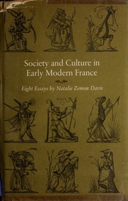 Cover of Society and culture in early modern France by Natalie Zemon Davis