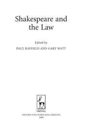 Front cover of Shakespeare and the law by Paul Raffield