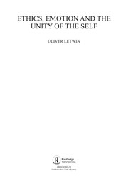 Front cover of Ethics, emotion and the unity of the self by Oliver Letwin