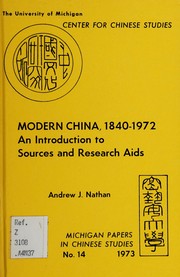 Front cover of Modern China, 1840-1972 by Andrew J. Nathan