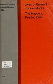 Front cover of Lives of eminent Korean monks by Sŏk Kakhun