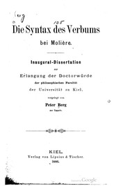Cover of Die syntax des verbums bei Molière .. by Peter Christian Berg