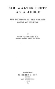 Front cover of Sir Walter Scott as a judge by John Chisholm