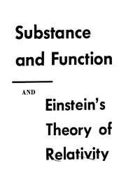 Cover of Substance and function and Einstein's theory of relativity by Ernst Cassirer