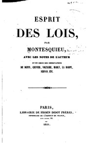 Front cover of Esprit des lois by Charles-Louis de Secondat baron de La Brède et de Montesquieu