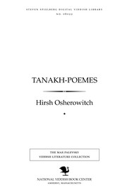 Cover of Tanakh-poemes by Hirsh Osherowitch