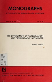 Front cover of The development of conservation and differentiation of number by Herbert Zimiles
