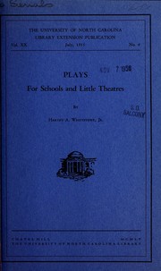 Front cover of Plays for schools and little theatres by Harvey A. Whetstone