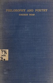 Front cover of Philosophy and poetry by Boas, George