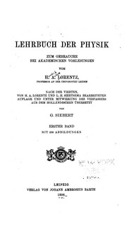 Front cover of Lehrbuch der physik zum gebrauche bei akademischen vorlesungen by Hendrik Lorentz