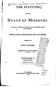 Front cover of The statutes of the state of Missouri by Missouri.