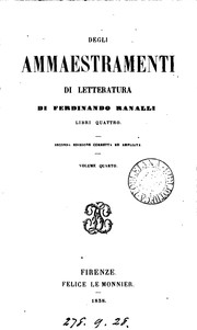 Cover of Degli ammaestramenti di letteratura by Ferdinando Ranalli