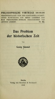 Front cover of Das Problem der historischen Zeit by Georg Simmel