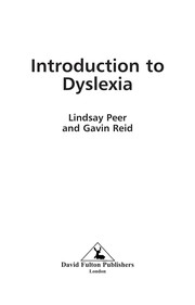 Cover of Introduction to dyslexia by Lindsay Peer