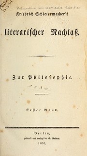 Cover of Philosophische und vermischte Schriften by Friedrich Schleiermacher