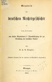 Cover of Grundriss der deutschen Rechtsgeschichte by Heinrich Gottfried Philipp Gengler