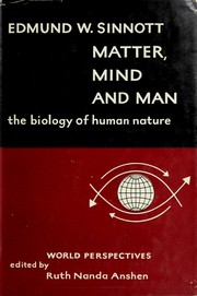 Cover of Matter, mind and man by Edmund Ware Sinnott