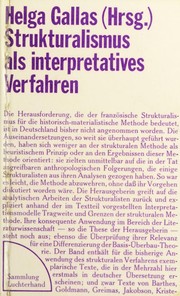 Front cover of Strukturalismus als interpretatives Verfahren by Helga Gallas