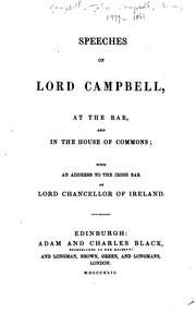 Front cover of Speeches of Lord Campbell by John Campbell, 1st Baron Campbell