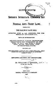 Cover of The Interstate commerce act and federal anti-trust laws by Snyder, William Lamartine