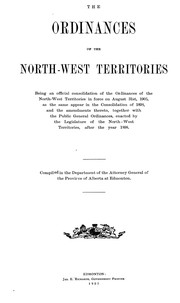 Front cover of The ordinances of the North-west territories by Northwest Territories.