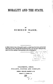 Cover of Morality and the state by Simeon Nash