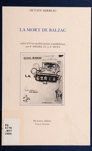 Cover of La mort de Balzac by Octave Mirbeau
