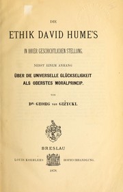 Cover of Die Ethik David Hume's in ihrer geschichtlichen Stellung by Georg von Giycki