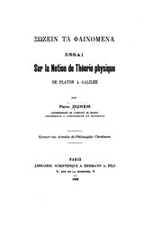 Cover of Sōzein ta phainomena: essai sur la notion de théorie physique de Platon a Galilée by Pierre Maurice Marie Duhem
