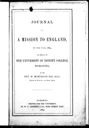 Front cover of Journal of a mission to England, in the year 1864, on behalf of the University of Trinity College, Toronto by McMurray, William